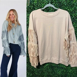 Fantastic Fawn Boho Fringe Sweatshirt - Size Small